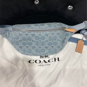 Coach Light Blue Signature Belt Bag